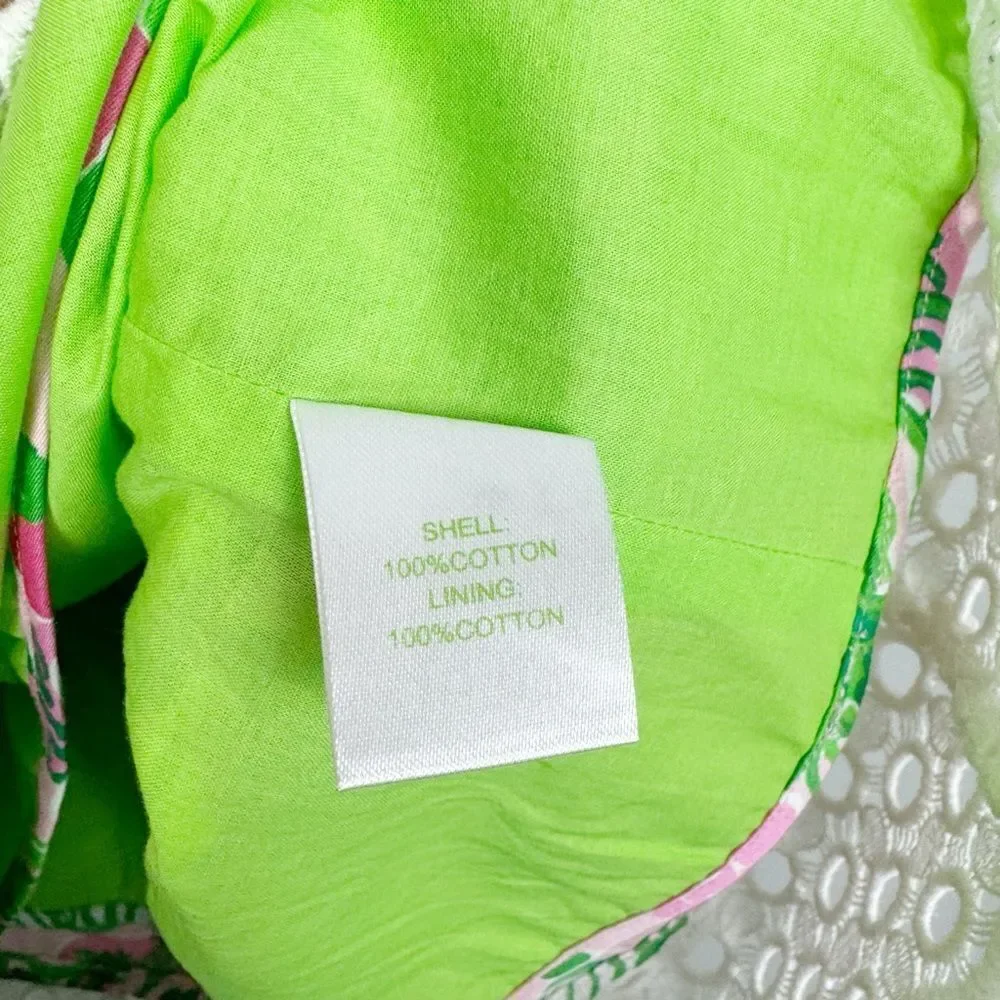 LILLY PULITZER | Floral Strapless Pink Green Dress Lace Trim Women’s Size 2 - Picture 9 of 9